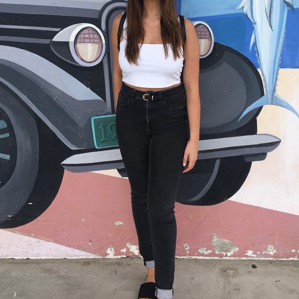 Forever 21 White Square Neck Cropped Tank